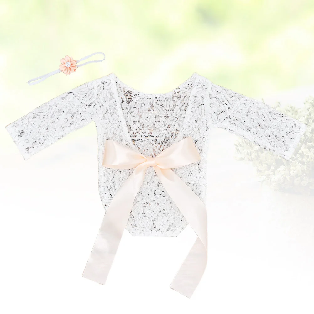 2 шт., реквизит для фотосессии, кружевной наряд, повязка на голову с бантом, костюм для новорожденных, подарок для младенцев, одежда для фотосессии, реквизит для детской фотосессии
