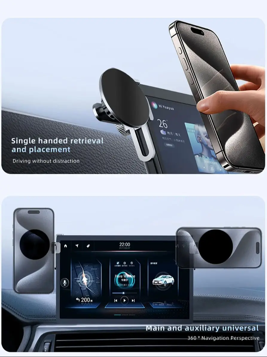 Uchwyt samochodowy na telefon/tablet z podwójnym Magsafe, metalowy, obrotowy 360° °   Regulowany stojak na akcesoria samochodowe do Tesla Model 3 Highland Y — zdjęcie produktu 7