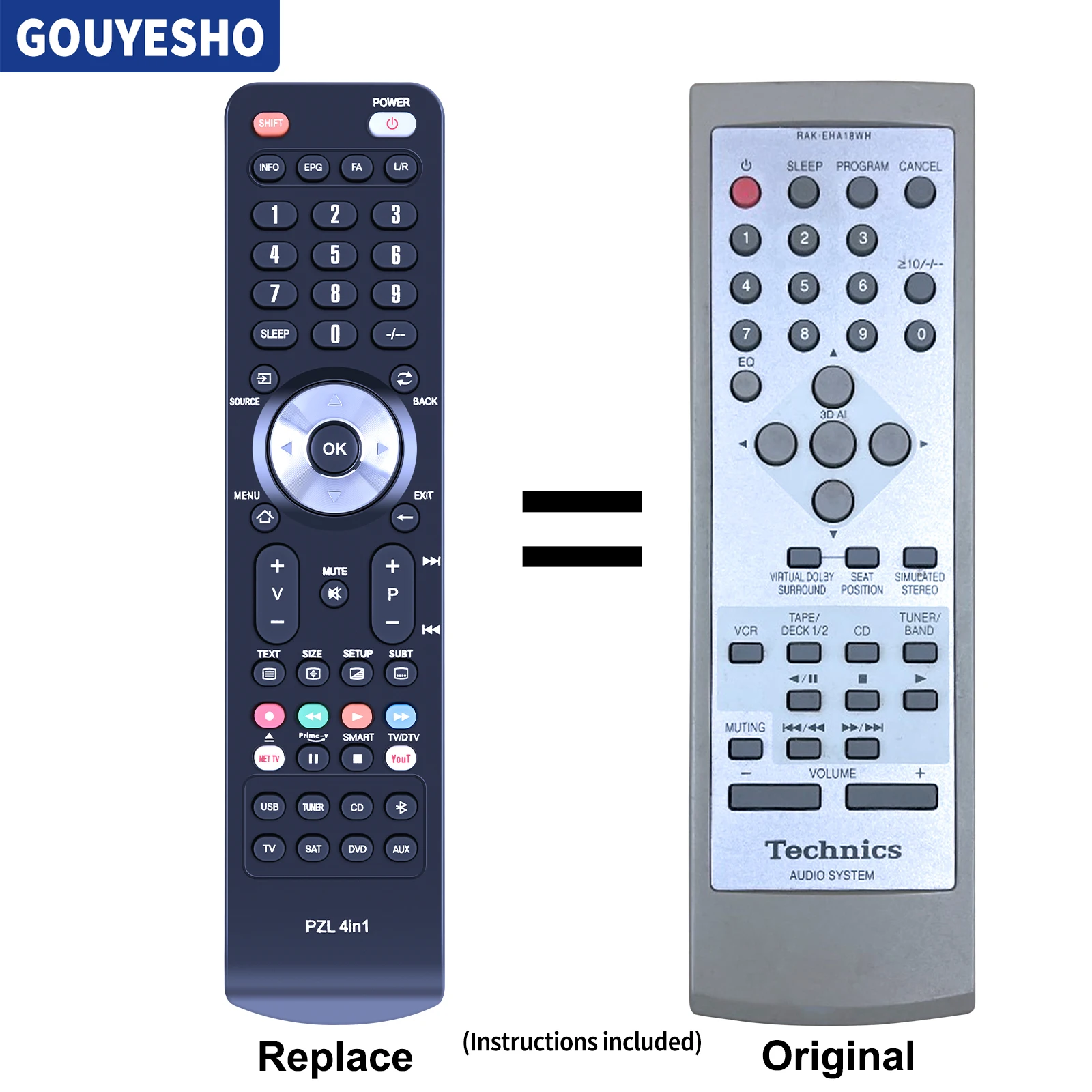 New Remote Control RAK-EHA18WH, RAK-EHA29WH for Technics RS-EH760, SA-EH560, SC-EH550, SC-EH560, SH-EH560, SL-EH560