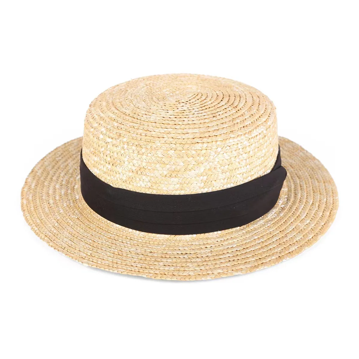men boater hat natural wheat straw top hat flat hat men straw hat Beach Flat Brim Cap handmade straw hat vintage gentlemen hat