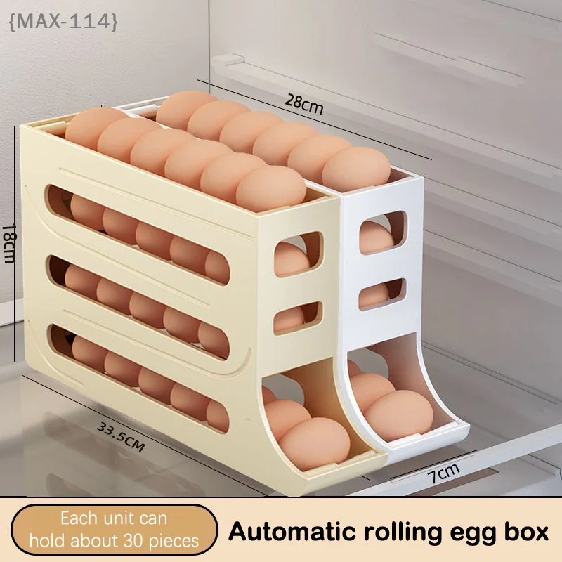 【F2】Refrigerator Egg Storage Box Kitchen Egg Box Storage Egg Box Four-Layer Dedicated Egg Carton Egg Rolling Egg Storage Box