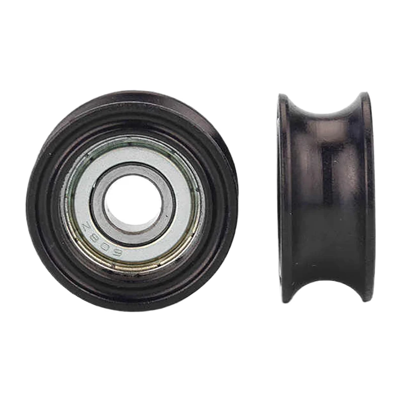 1Pc 8*30*13mm U-shaped Bearing Roller Guide Wheel 608 Bearing Moving Pulley Rubber Roller Mute Elasticity Roller Pulley Black
