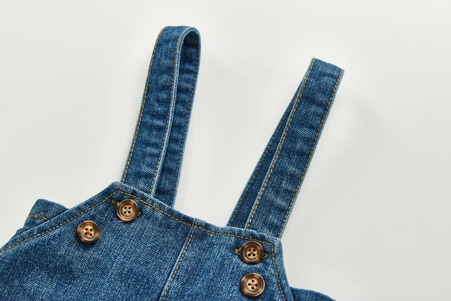 Herbst Kleinkind Baby Jungen Cowboy Stram pler Baby Jungen Mädchen einfarbig Denim Stram pler ärmellose Baby Denim Overall Tasche Bodysuit – Detail 2