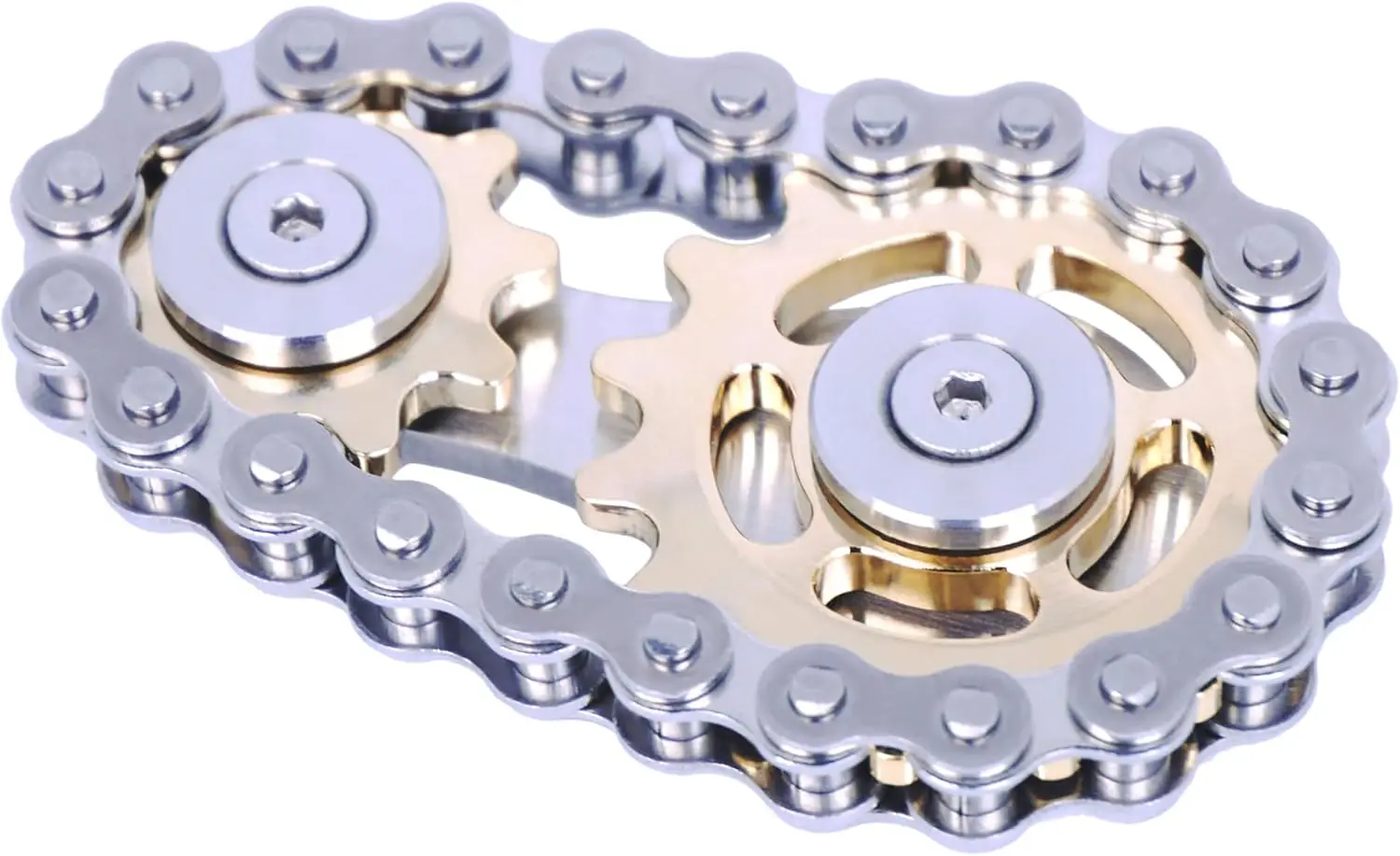 

Fidget Spinner, Sprocket Linkage Bike Chain Spinner Design 2 Gears Figity Spin Finger Games, Metal Stainless Steel