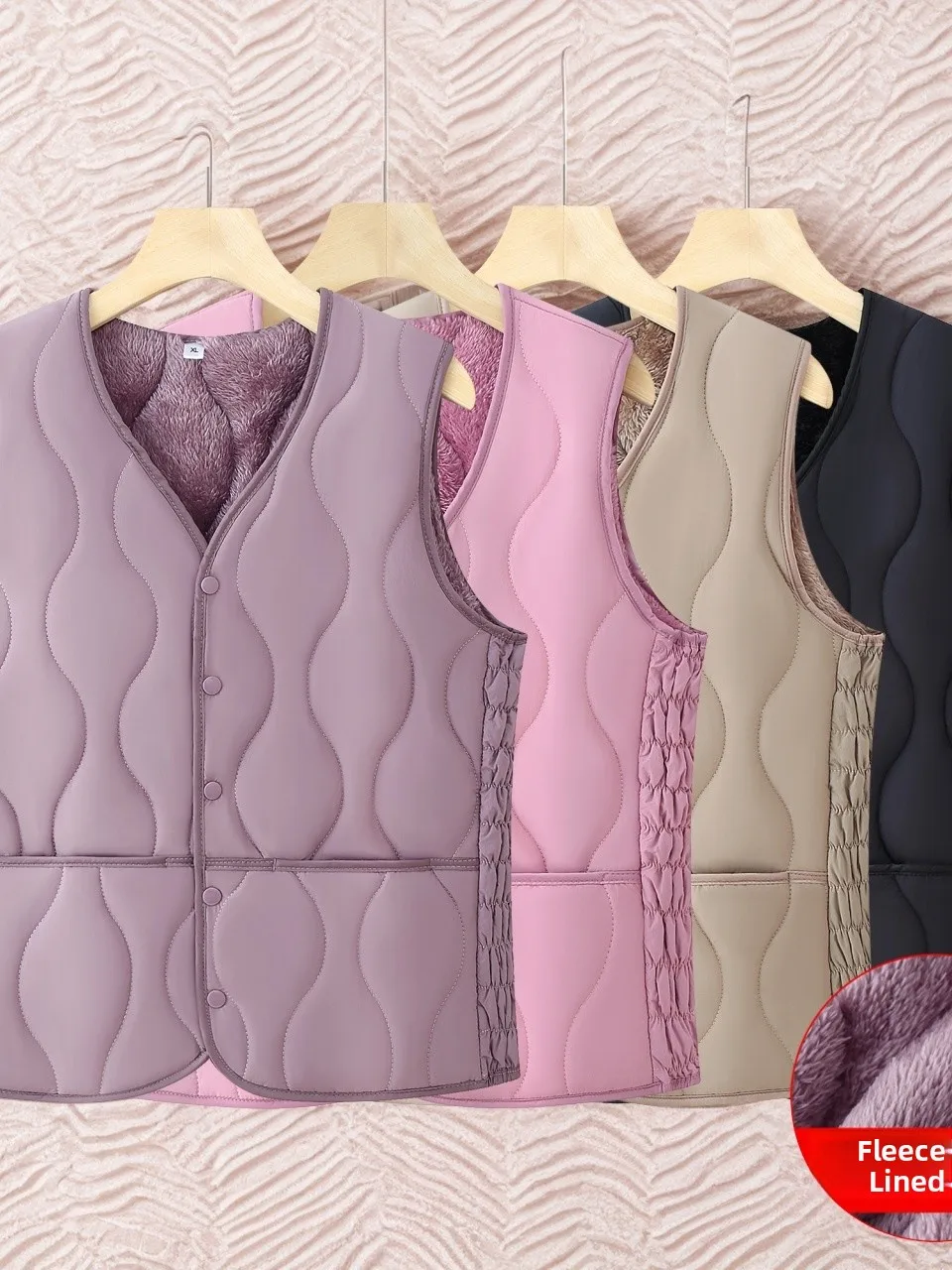 

Теплый жилет на флисовой подкладке для женщин среднего и старшего возраста, осенне-зимний модный жилет с V-образным вырезом, защищающий от холода, для мам