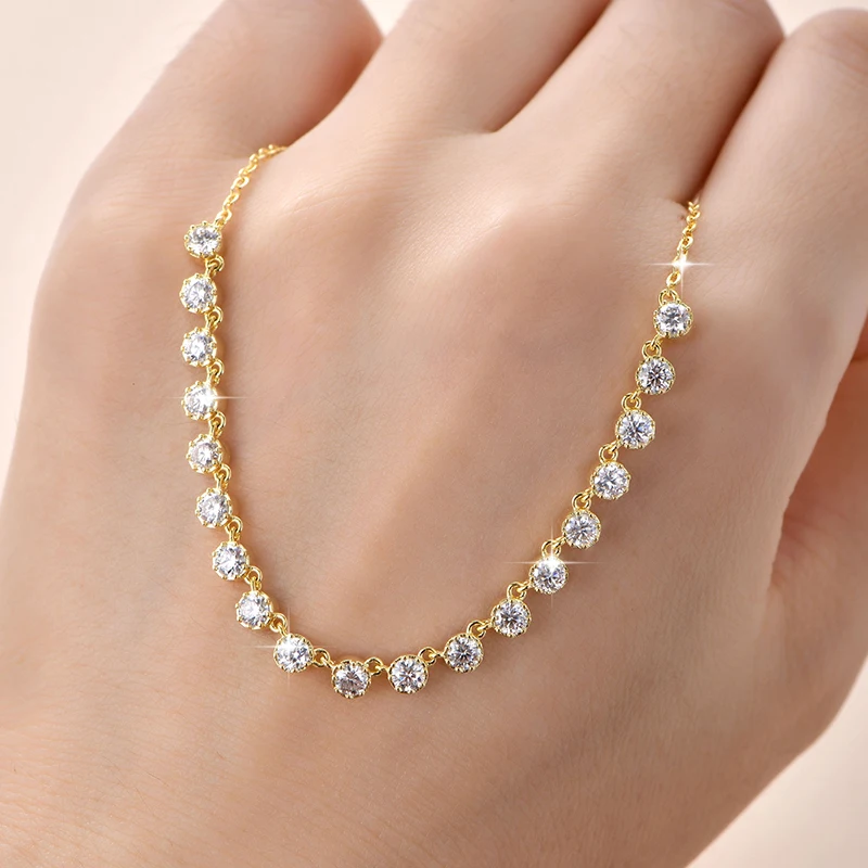 IOGOU Qualitäts-14k Goldfilled Bubble-Halsketten 3mm Moissanit-Anhänger-Halskette für Damen Schmuck GRA-Zertifikat Hochzeitsgeschenke – Detail 9