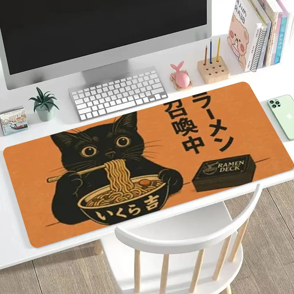 

Cat eating noodles Mouse Pad Cute HD Mousepad Pad Extended Gaming Keyboard LargeMousepad 90x40cm XXL Gamer Mousepad