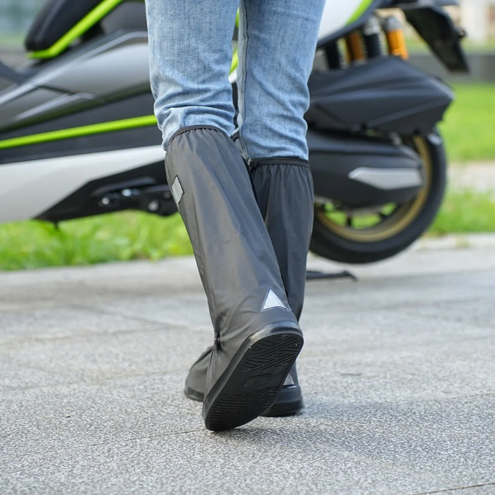 Botas de lluvia impermeables, cubiertas antideslizantes, zapatos reflectantes de barro, cubiertas antipolvo, Botas de lluvia de tubo alto ajustables, conjunto de ciclismo