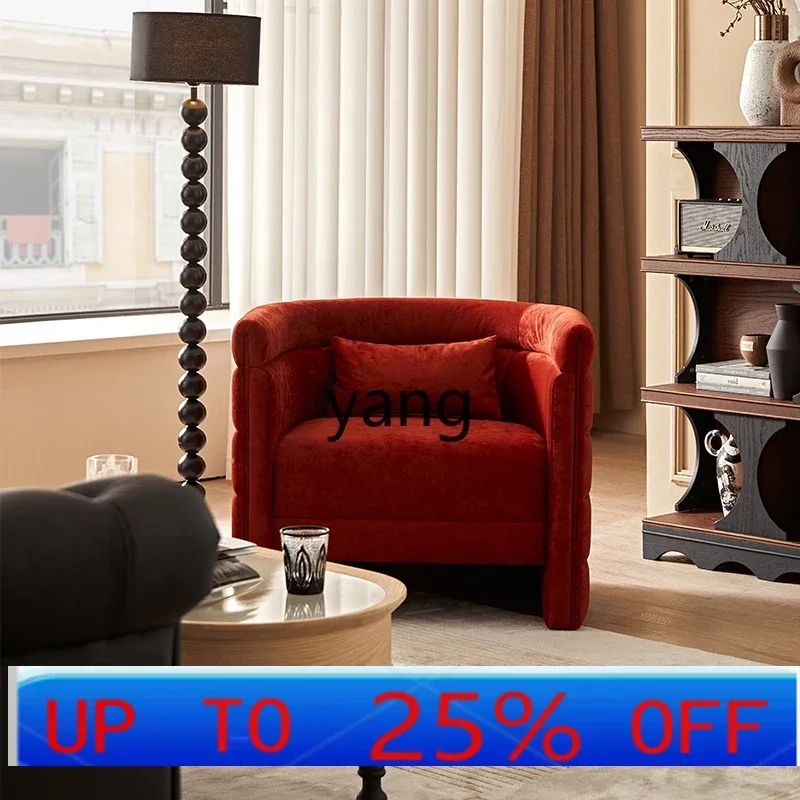 

LH retro single sofa bedroom red fabric sofa