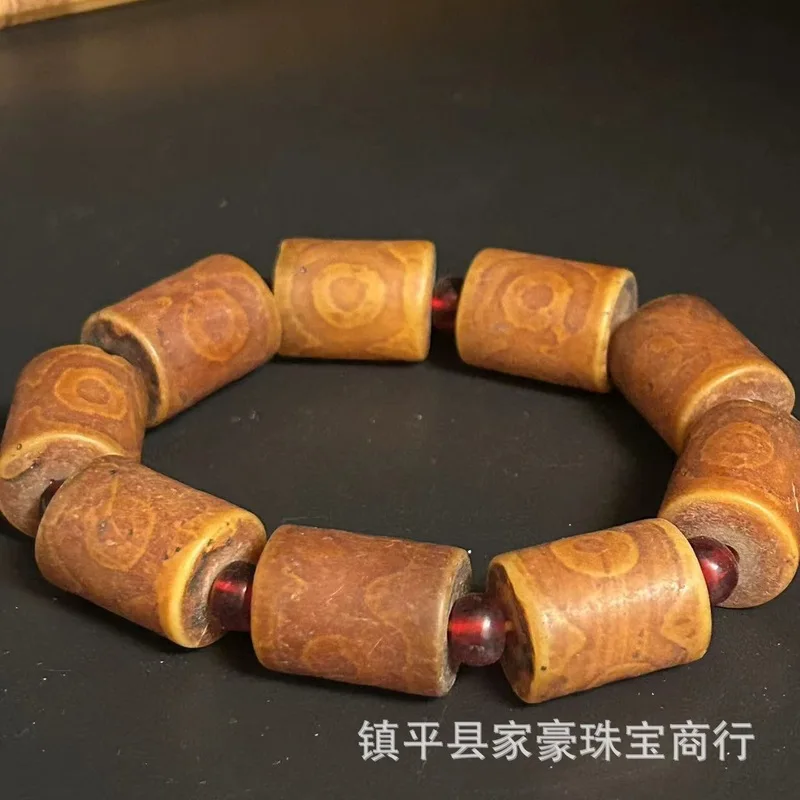 High-end exquisite second-generation amber bracelet with barrel beads in orange-red amber  Bracelet Hand accessories