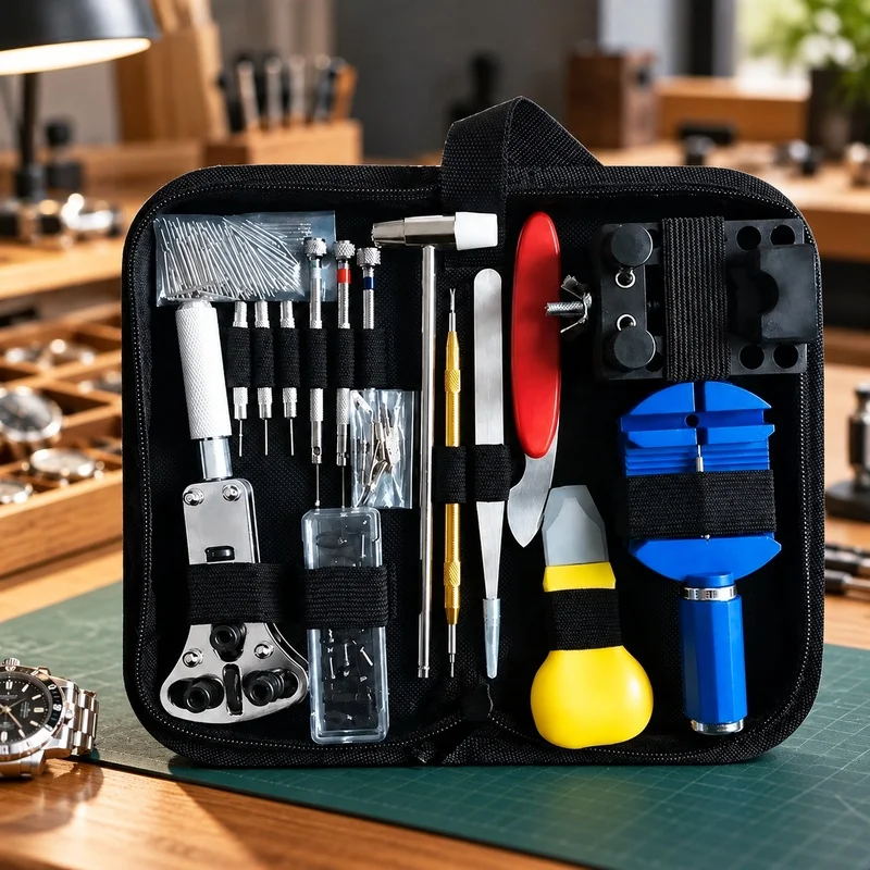 Comprehensive 147-Piece Watch Maintenance Kit with Link Remover, Screwdrivers, Opener, and Compact Carrying Case