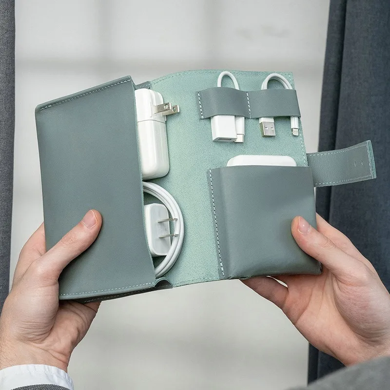 

Charger Pouch Pu Protective Case Usb Storage Case 18* 23.5cm Data Cable Bag For Tech Enthusiasts Office Travel