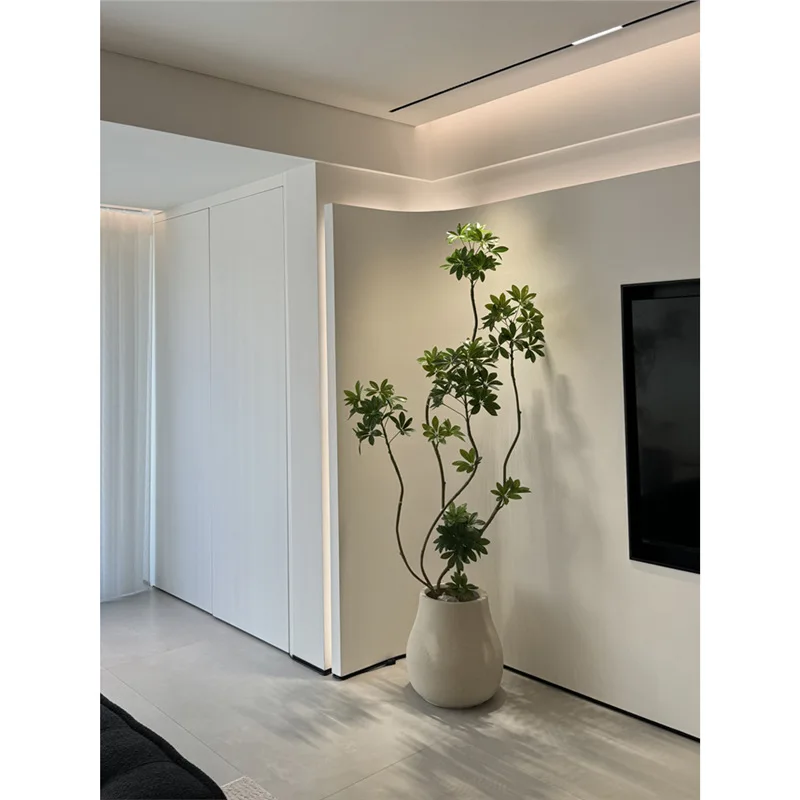 محاكاة، نباتات خضراء، داخلية، نباتات بوعاء، راقية، فاخرة خفيفة، غرفة معيشة، نباتات مزيفة