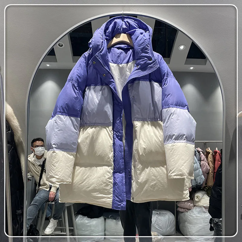 High Street Hooded 90% เป็ดสีขาวลงเสื้อแจ็คเก็ตปักเป้า Parkas ผู้หญิง2023ฤดูหนาวตัดสี Puffer Coat Warm