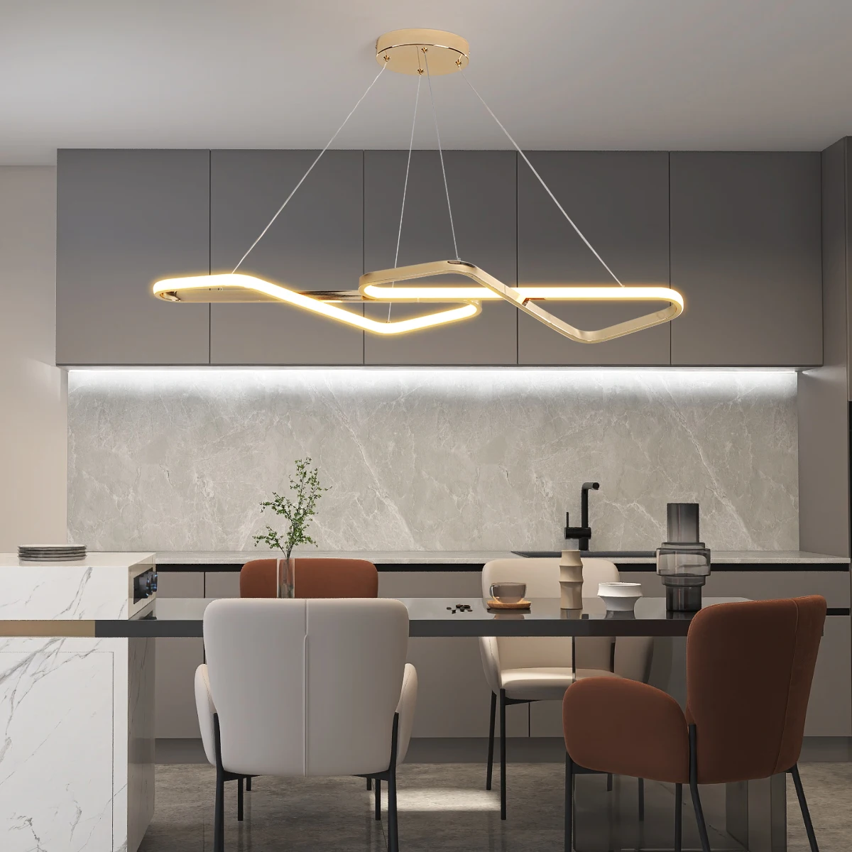 

Modern chandelier lighting,Dimmable modern led pendant light for dinning room,Gold/chrome/black Ceiling pendant lamp W/Remote