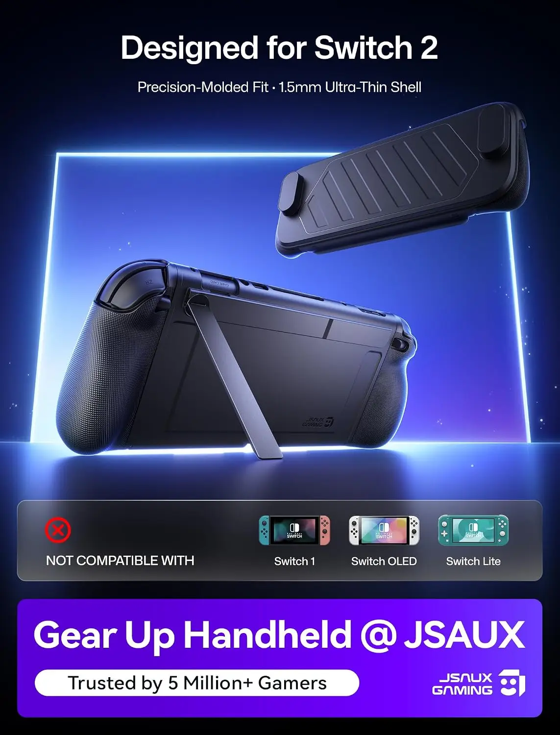 GoJoy Case for Switch 2, Dockable Split Case with Hidden Adjustable Metal Stand, PC Front Cover, Drop Protection - PC0118A