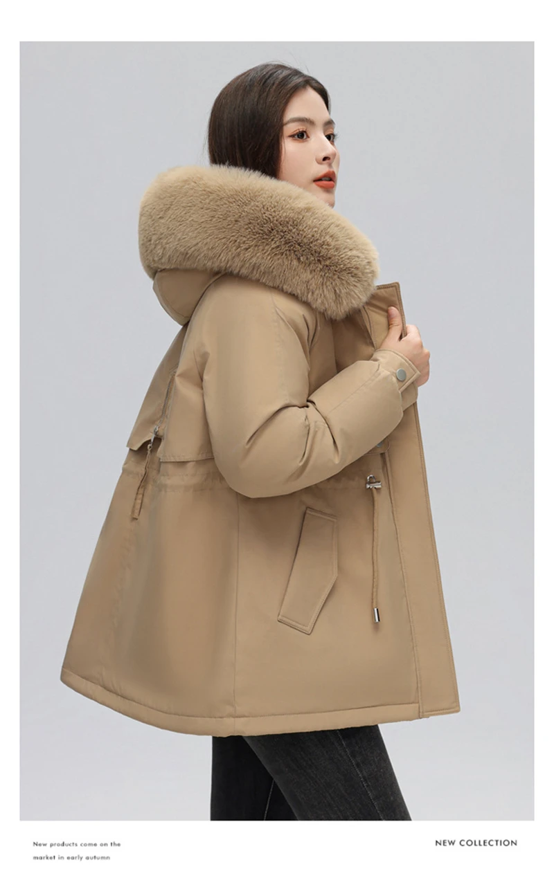 Winter Coat New Women's Thick Cotton Jacket Women's Medium Long Korean Version Fur Collar Coat Female Warm Parka Overcoat