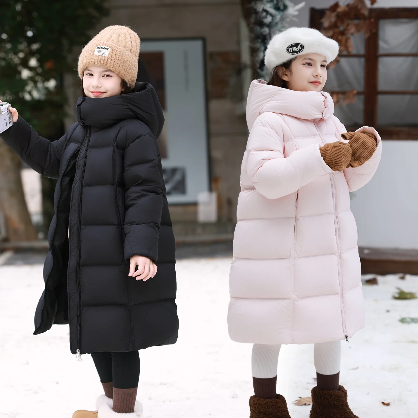 OLEKID Winter 2026 Children Long Down Jakcets 4-14Yrs Teens Girls Thicken Warm Outerwear Coats Hooded Junior Plush Snowwear Suit
