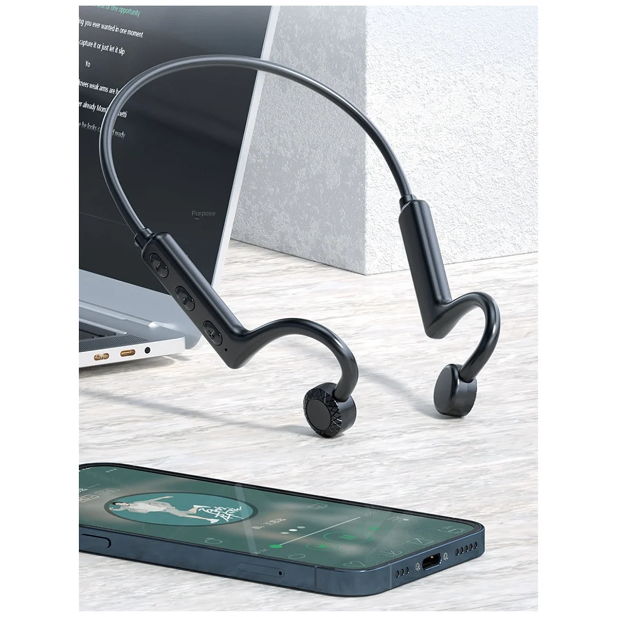 Cuffie wireless Cuffie Bluetooth a conduzione ossea montate sul collo Funziona su smartphone Cuffie musicali