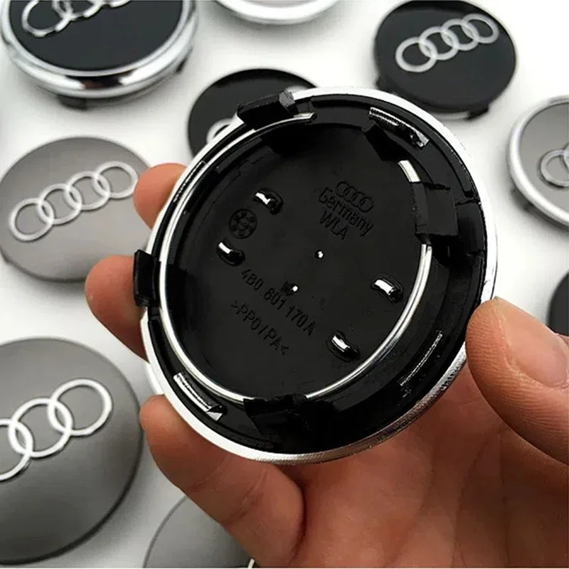 4pcs 77mm Car Wheel Hub Center Caps Auto Rim Covers For Audi Q7 4L0601170 Emblem Decoration Exterior Accessories