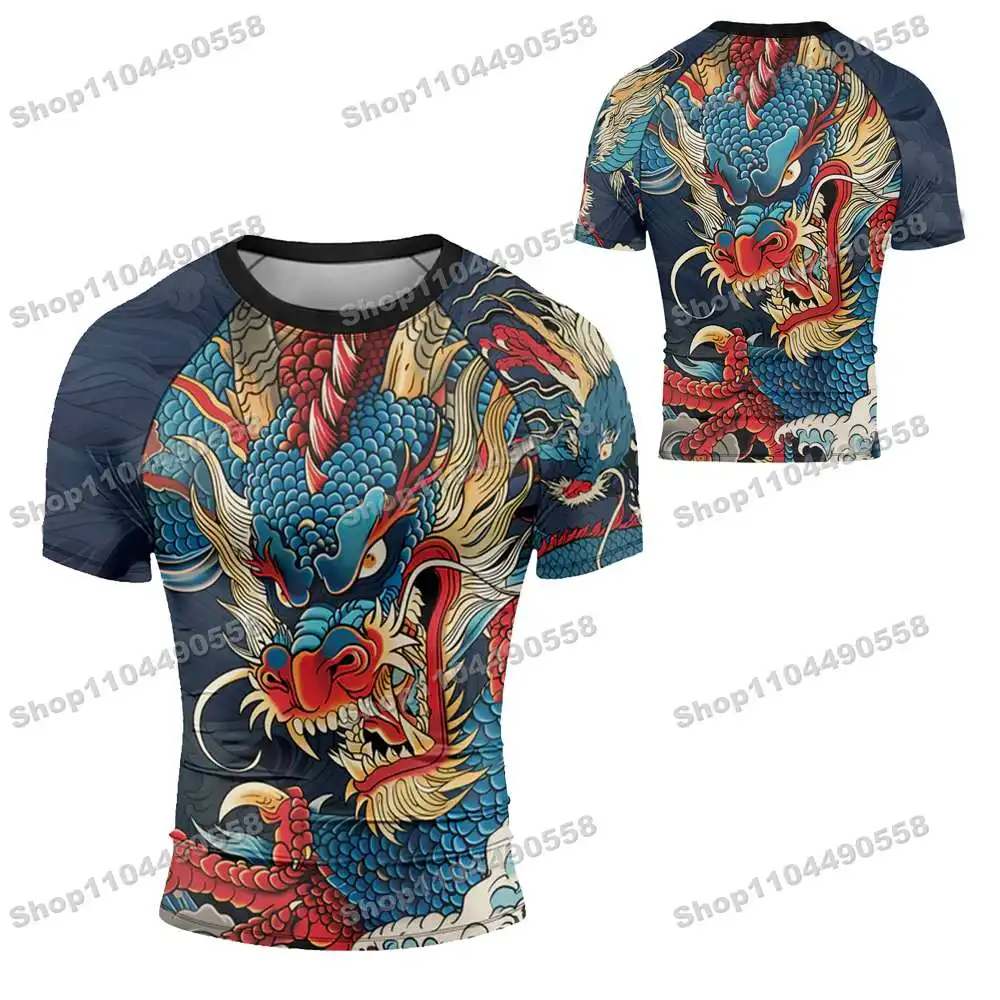 N185th Kinds Of Newly Rash Guards Surfing Beach T-Shirts Swimwear Diving Gym Short sleeves MMA BJJ Men Jiu Jitsu Fitness Sets