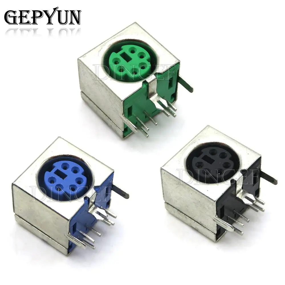 5PCS Keyboard socket PS2 6P purple green mouse socket 6-pin Connector