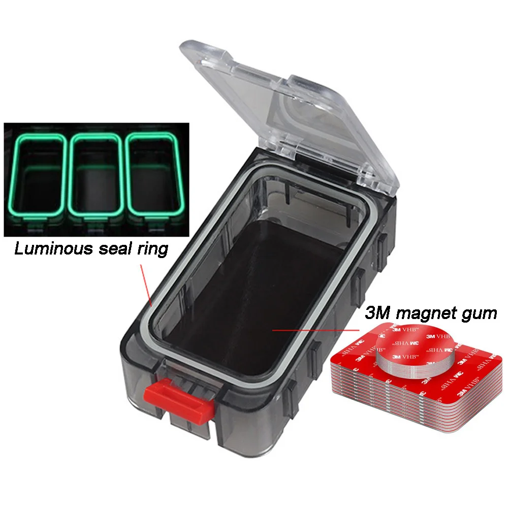 Free Combination Boxes Trinity Luminous Seal Ring 3M Magnet Gum Waterproof Cube Bait Container Fishing Tackle Storage Tool Box