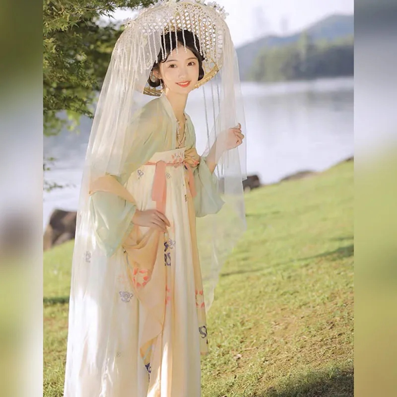 Hanfu Chinese Traditional Costume Ancient Women Dress Chiffon Cardigan Top Skirt China Clothes Set Cosplay Summer Jacket Hanfu