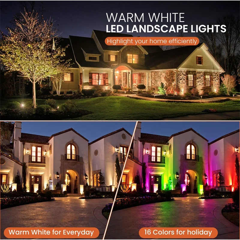 RGBW LED Landscape Lighting 10W Color Change Landscape Light with Remote 110V 220V IP65 Waterproof Outdoor Spotlights with Spike