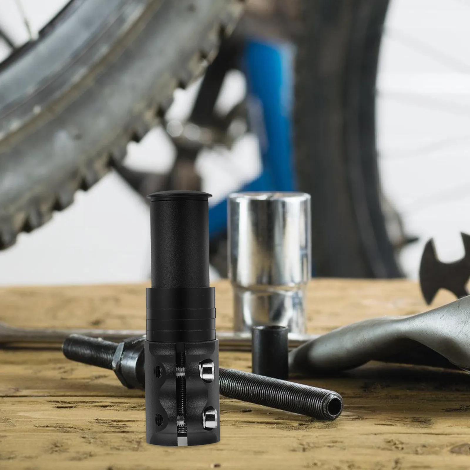 Prolongateur de tige de fourche, rehausseur de guidon pour vélos de route et hybrides, construction en alliage d'aluminium, extension maximale de 70 mm, noir