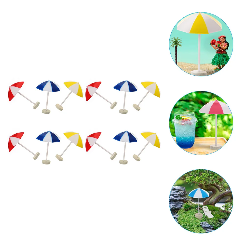 

12pcs Mini Beach Umbrella Ornament For House Micro Landscape Bonsai Decor Mini Sun Umbrella Party Bar Display Accessory
