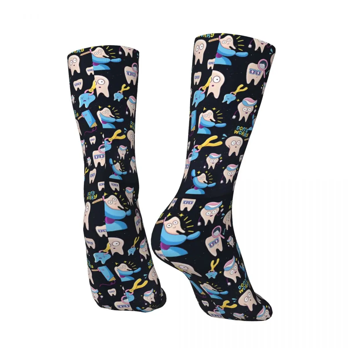 Happy Funny Men's compression Socks Dental Squad Students Retro Harajuku Teeth Hip Hop Novelty Casual Crew Crazy Sock Gift