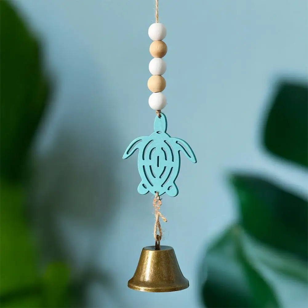 Beach Ocean Themed Bell Ornaments Summer Wooden Seahorse/Sea Turtle/Starfish Wind Chime Nautical Coastal Wall Hanging Decor for