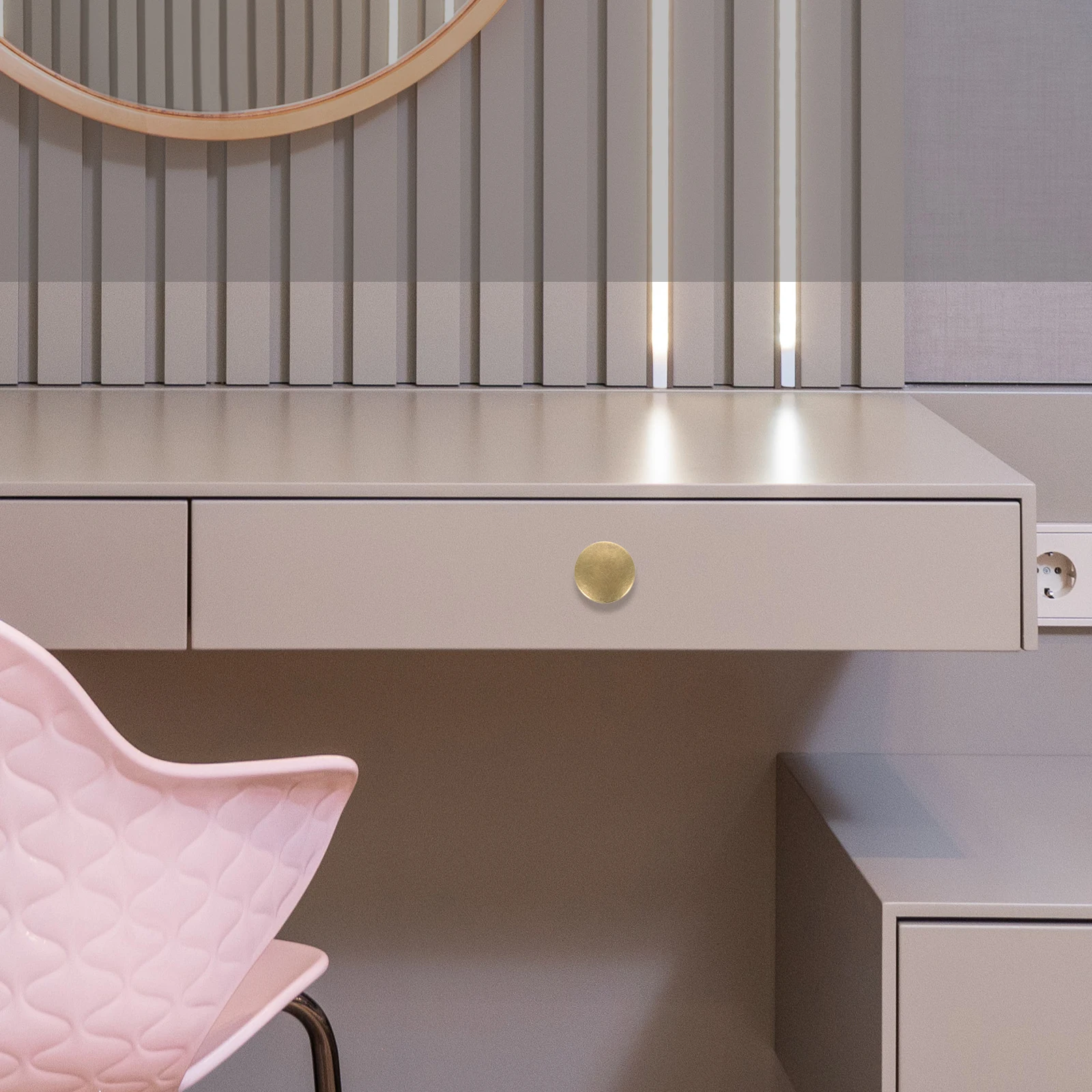 

7Pcs Round Brass Drawer Handles Cabinet Knobs for Kitchen Wardrobe Cupboard Furniture Pulls Sturdy Dresser Knobs