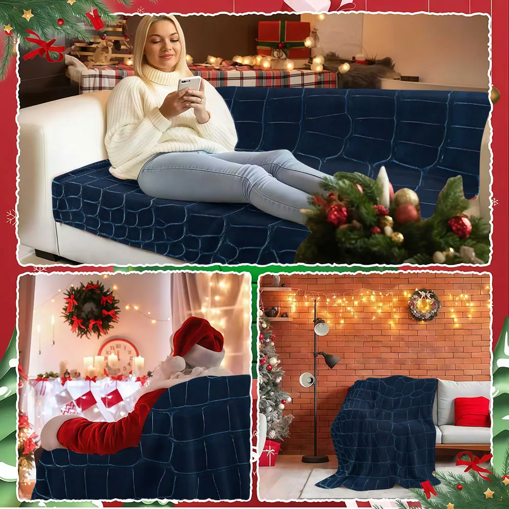 Midnight Crocodile Winter Summer Flannel Blanket Throw Fleece Soft Fuzzy Plush Cozy Fleece Blankets for Sofa Ideal Gifts