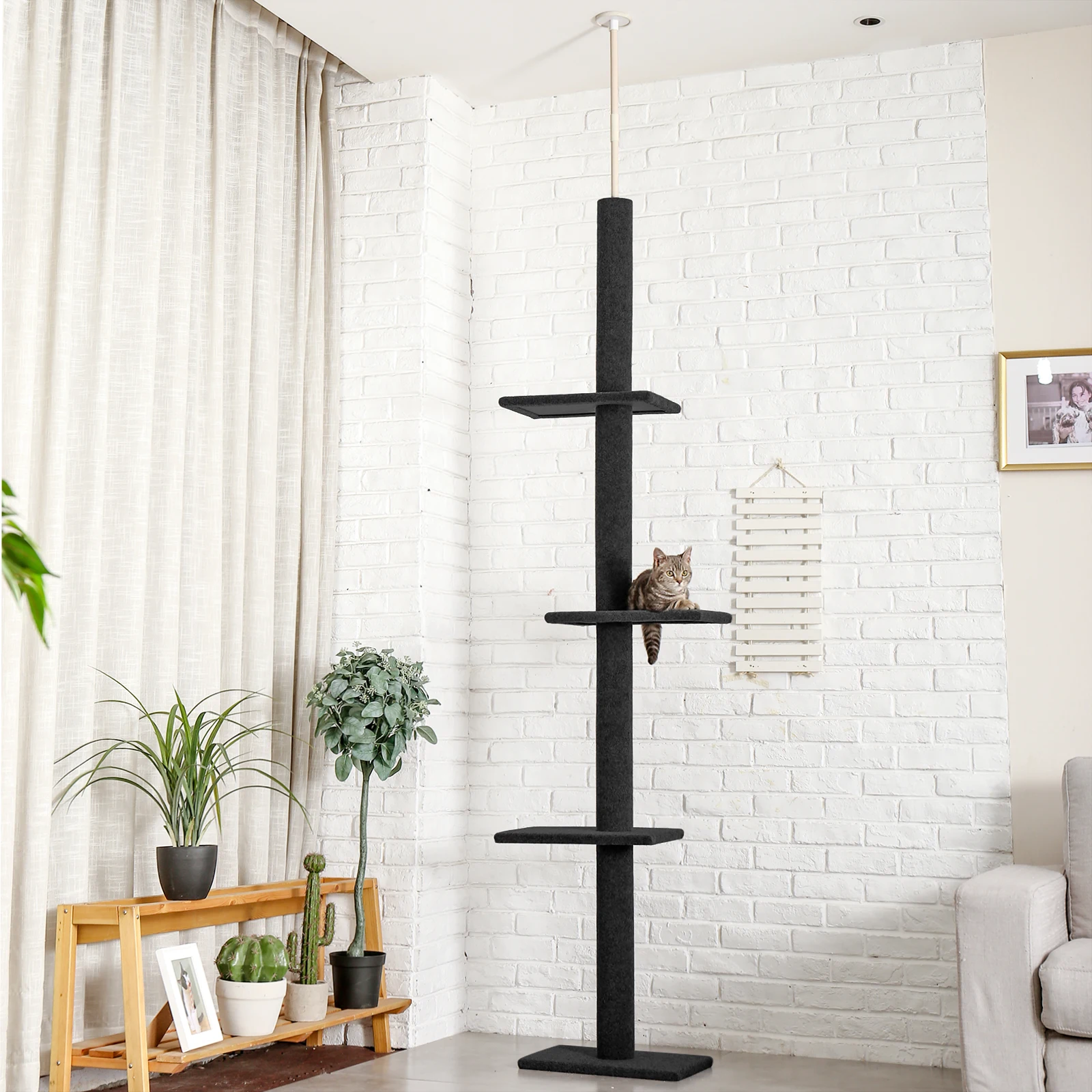 Adjustable Height Top-to-Bottom Cat Tree Suitable for MultiCat Household Interactive Climbing Post with Multiple Levels for Cats