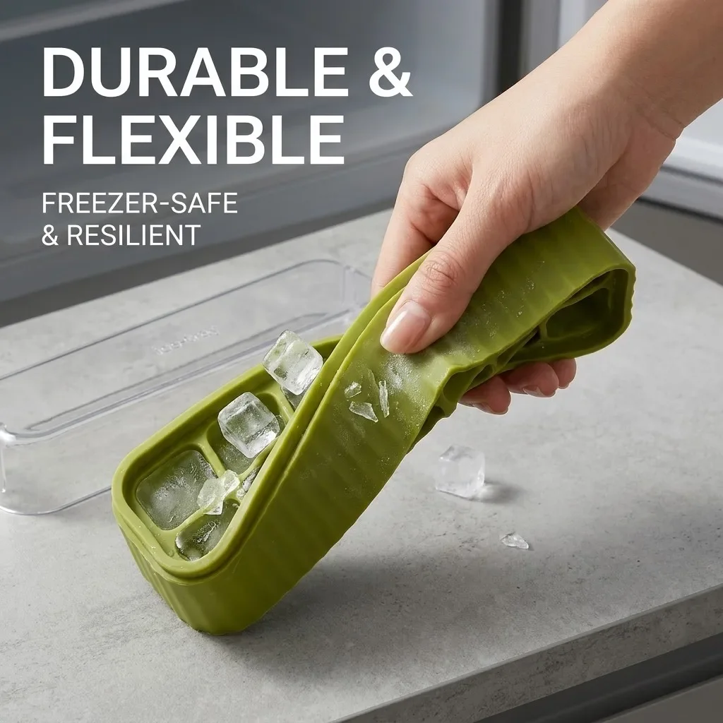 Mini Plastic Ice Cube Tray With Lid Reusable 5 Grids Ice Mold Kitchen Bar Tools Square Ice Cube Mould For Whisky Beer Cold Drink