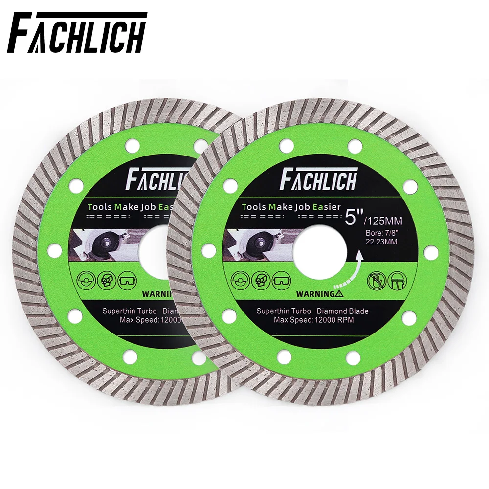 

FACHLICH 2pcs 125mm Diamond Cutting Disc Super-Thin Turbo Ceramic Tile Poecelain Granite Marble Saw Blades 5inch Cut Plate