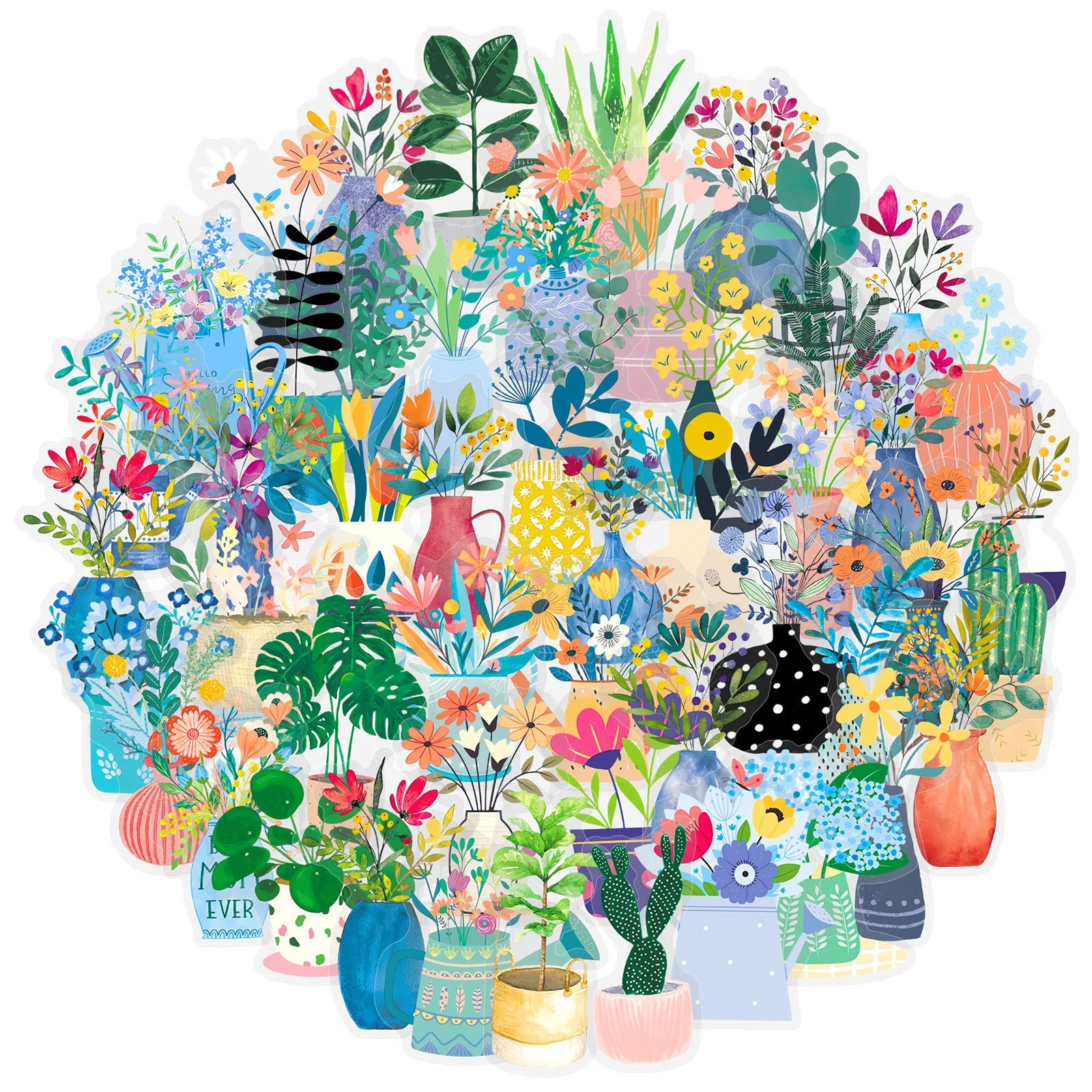 10/50 個北欧スタイル透明ポット植物花装飾ステッカー防水デカール子供のおもちゃステッカー DIY 水ボトル日記