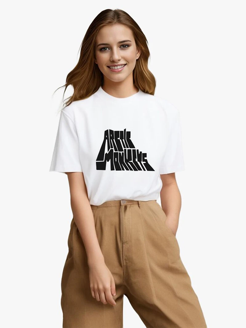 Crew Neck Arctic Monkeys Print women's Fashionable T shirt Summer Short Sleeve top