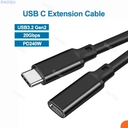 짧은 타입 USB C 익스텐션 케이블 고속 충전기, 수-암 USB 3.2 Gen2, 10Gbps 데이터 케이블, PD 충전, 5A, 100W, 5 m, 3m, 5 계량기
