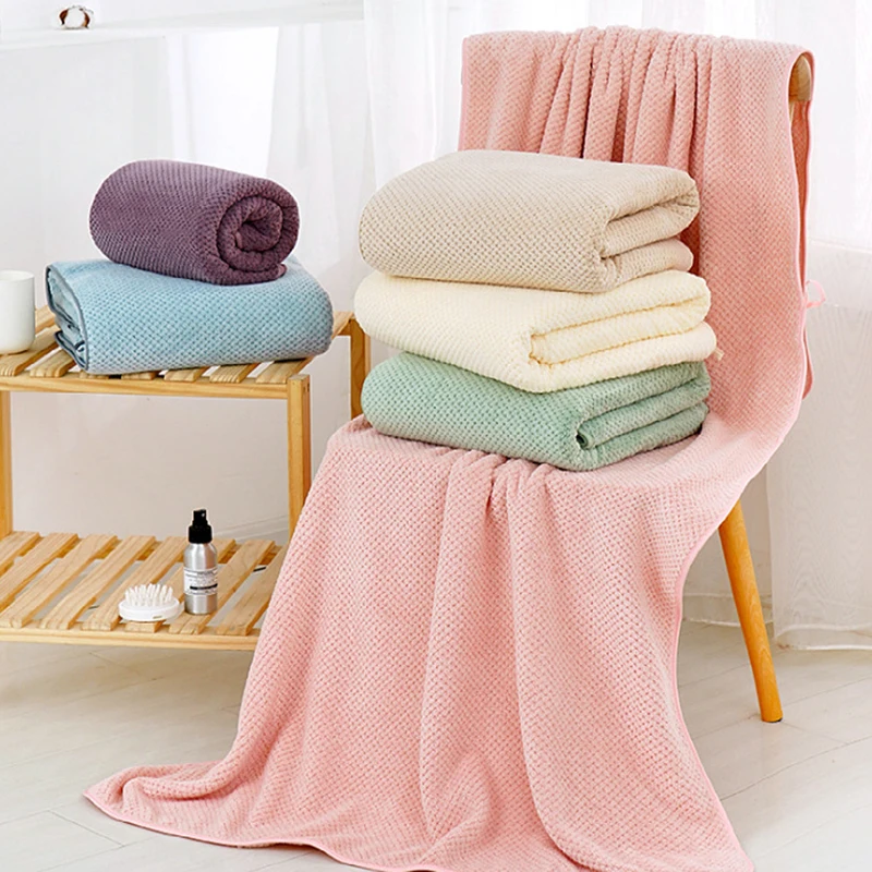 Coral Velvet Pineapple Large Bath Towel Thick Solid Quick-Drying Absorbent Towel Super Soft Skin-Friendly Face Towels for Sports