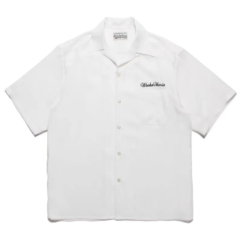 ฤดูร้อนเพิ่มเติม WACKO MARIA เสื้อบุรุษสตรีเย็บปักถักร้อยพิมพ์แฟชั่นสไตล์ญี่ปุ่นฮาวายหลวม Fit เสื้อแขนสั้น