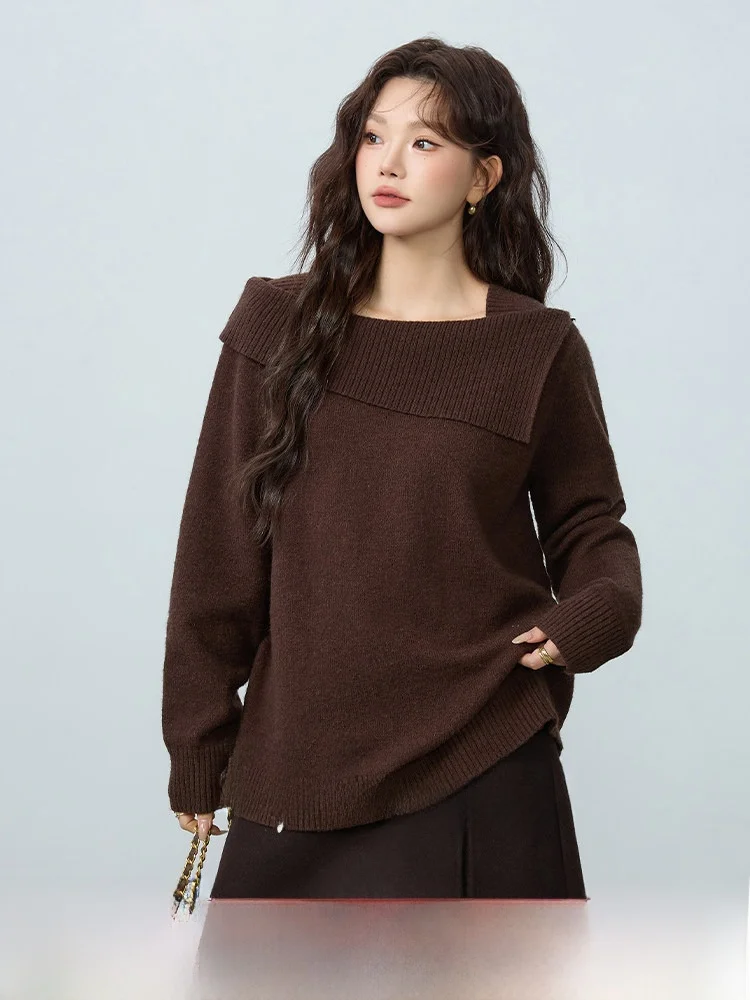 

plus Size Materni Knitted Two-Piece Set Women's Winter Faion Slimming Retro One-oulder Ensemble Cover-Up Casual Wear