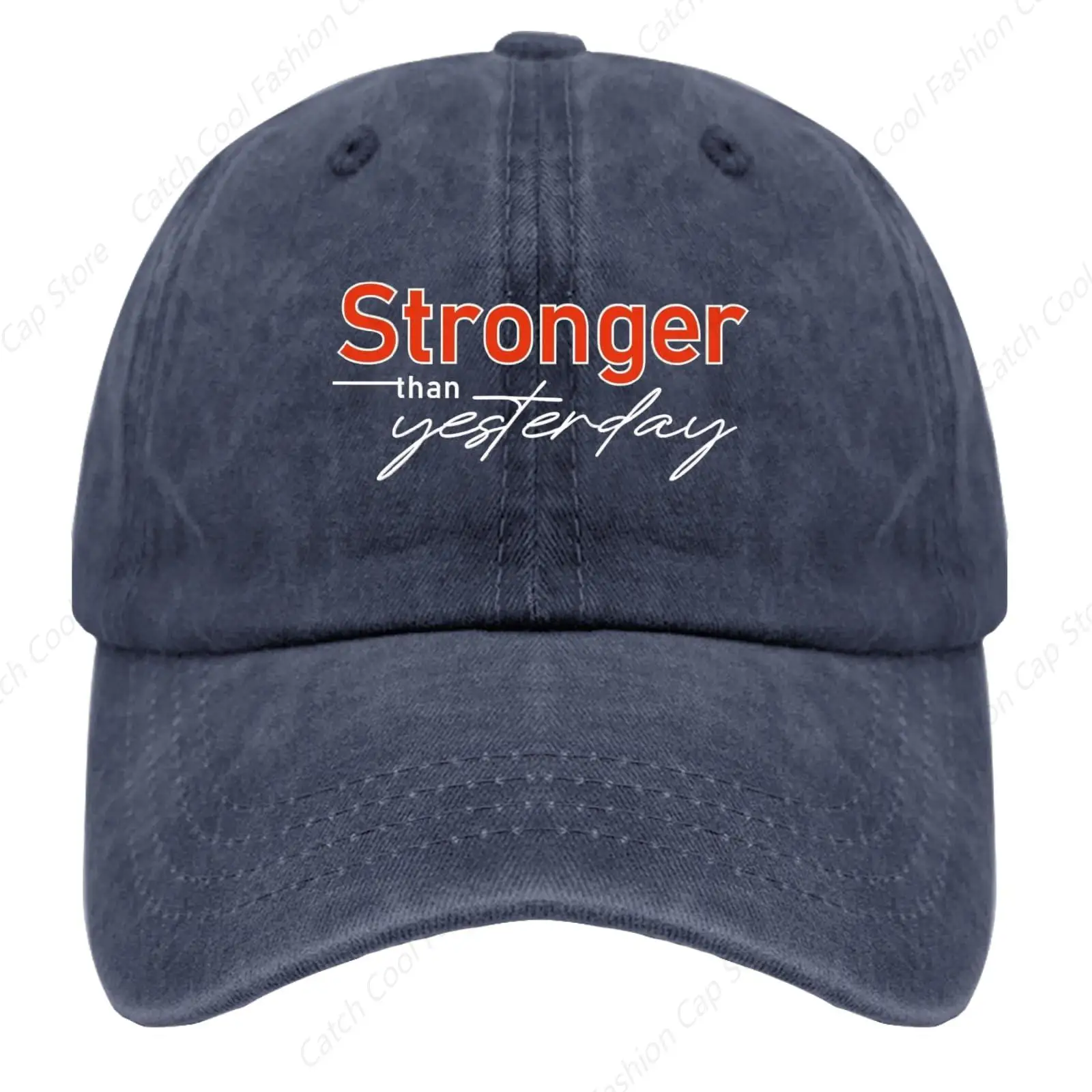 

Stronger Than Yesterday Baseball Cap for Men Women Vintage Trucker Denim Hat Washed Cotton Fashion Unisex Adjustable Sports