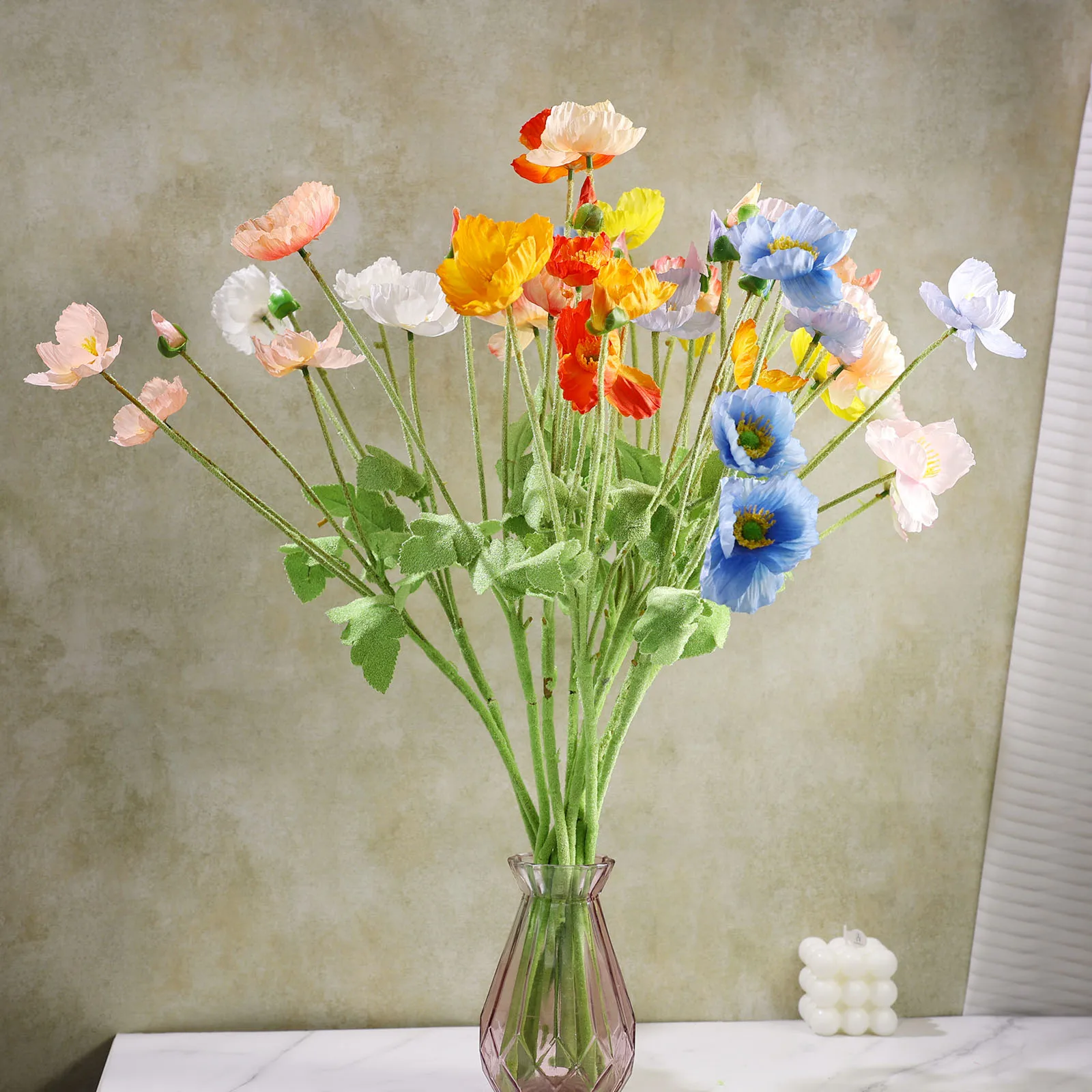 5Pcs 58cm Poppy Fake Silk Flowers with 4 Head Artificial Flowers Bouquet Home Garden Party Wedding Decoration Diy Accessories