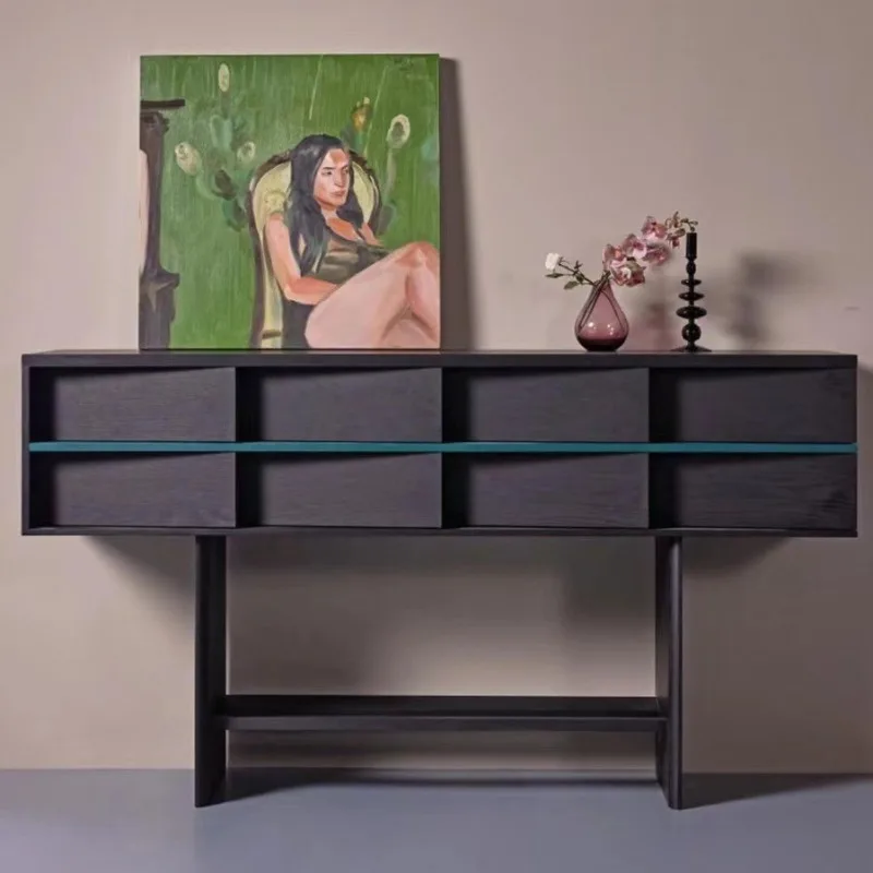 Light luxury and simple wind beveled drawer cabinet, postmodern living room wall solid wood eight-bucket cabinet, side cabinet