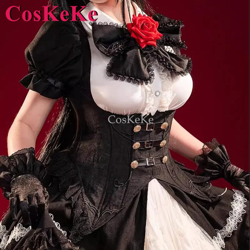 Coskeko tokisaki Kurumi คอสเพลย์อะนิเมะวันที่ชุดสดสวยชุดโลลิต้าสีขาวสีดำสวยชุดกิจกรรมการเล่นบทบาท