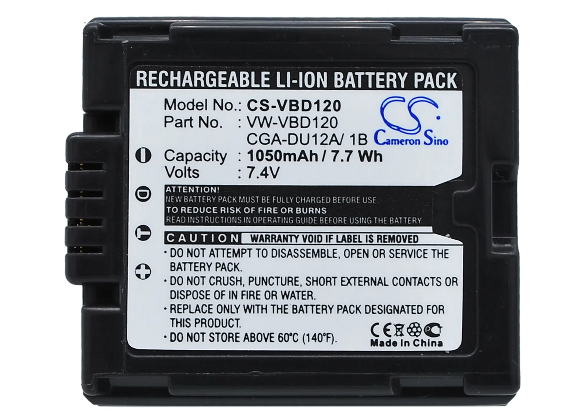 Li-ion Camera Battery for Panasonic,7.4v,1050mAh,NV-GS10 NV-GS10B PV-GS19 PV-GS29 VDR-D258GK VDR-D300 DZ-MV350 DZ-MV350A