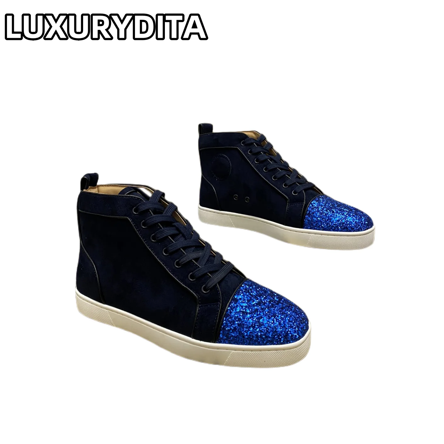 Najwyższej jakości modne damskie buty do tenisa Luksusowe męskie trampki z prawdziwej skóry 35-48 Designr Rivet Red Soled Lovers Shoes M0248